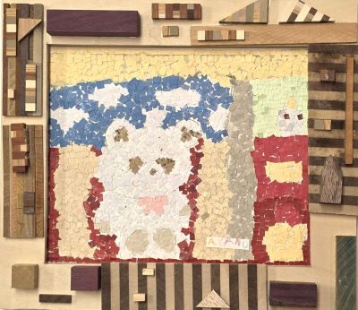 モザイク画の制作風景